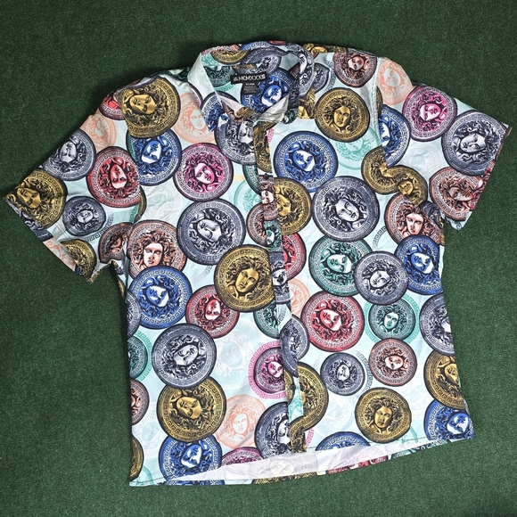 Red Ape | MCMXXXIII Medusa Coin Flip Button Down Mens Shirt - Plus SIZE 4x - Picture 16 of 16